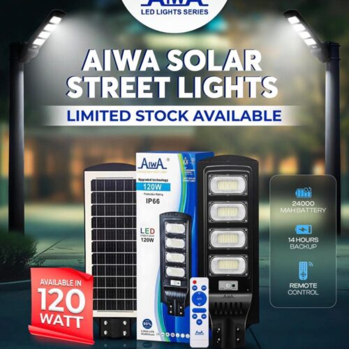 AIWA 120W Solar Street Light Outdoor – LED Solar Powered