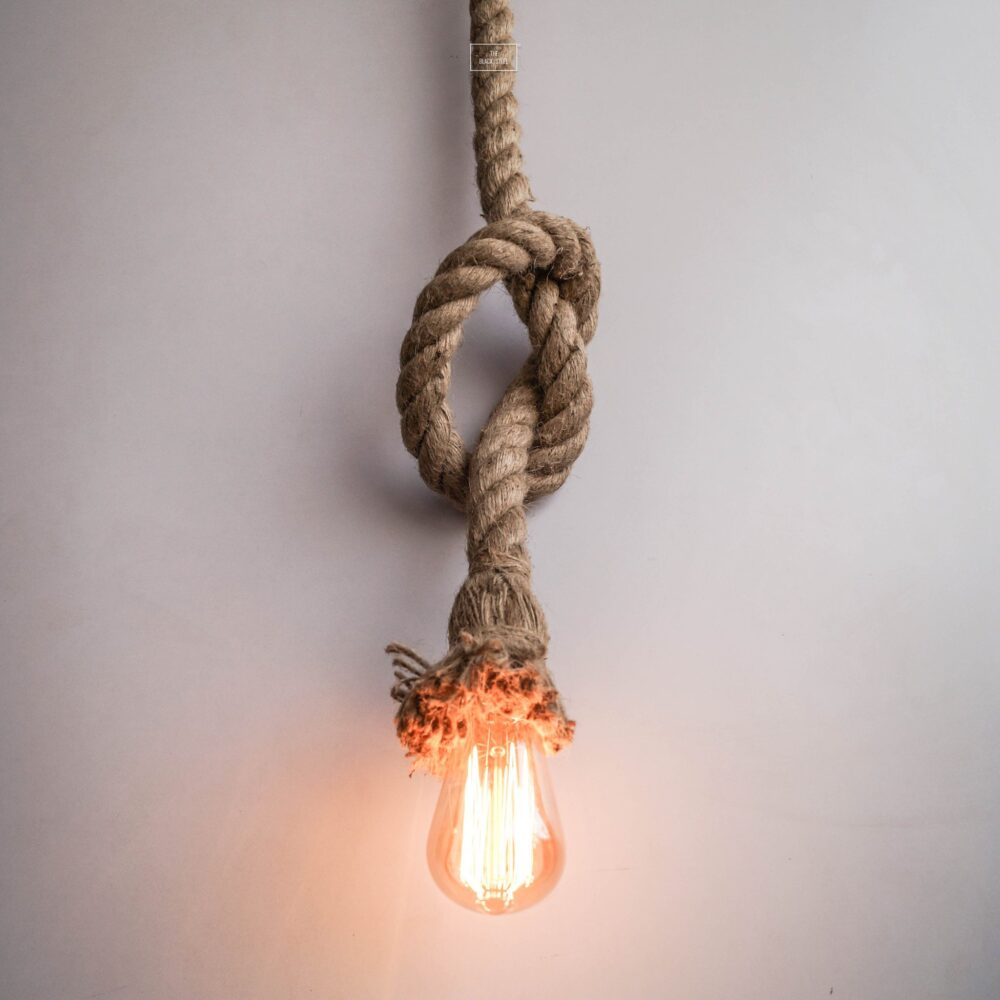 Filament Bulb Jute Rope Pendant Lamp – Handmade Vintage Hanging Light